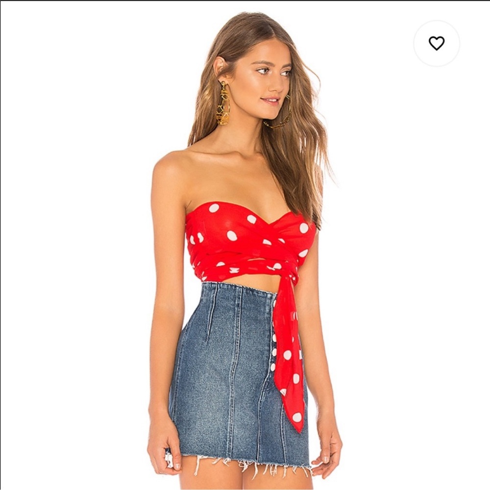 LPA Tie Bandeau Polkadot XS Red White Revolve